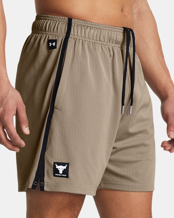 Men's Project Rock Payoff Mesh Shorts in Brown image number 3